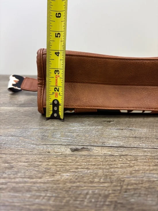 Wrangler Western Cow Print Tote Bag Brown Faux Leather Crossbody Satchel - Picture 13 of 13